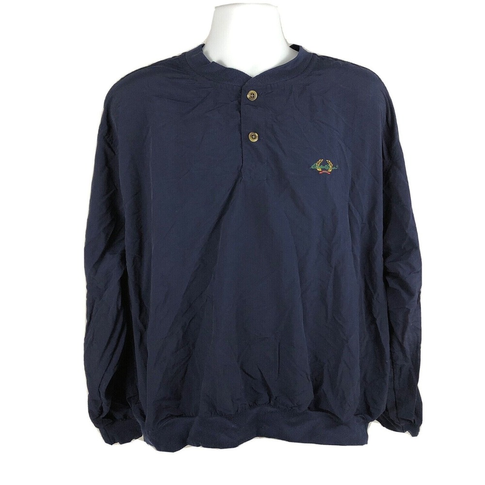 Vintage Eddie Bauer Ebtek Nylon Pullover Windbreaker Golf Jacket Size Large Blue